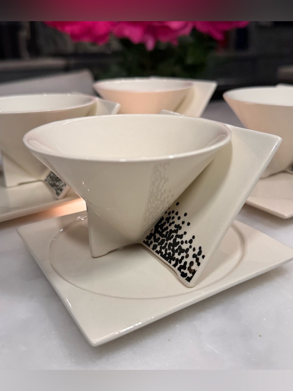 Vintage Gien France ANGLE Postmodern Bowl & Plate Set by J.C. de Castelbajac